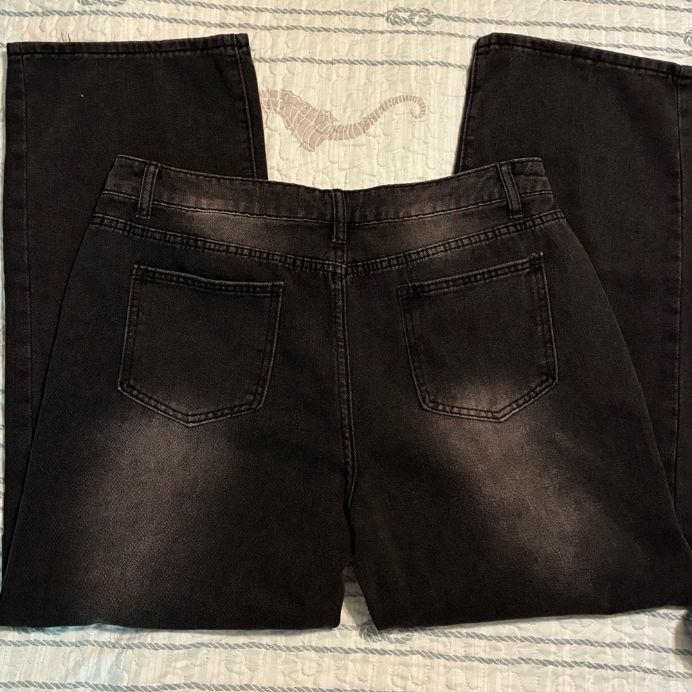 SHEIN Black High-Rise Wide Leg Jeans